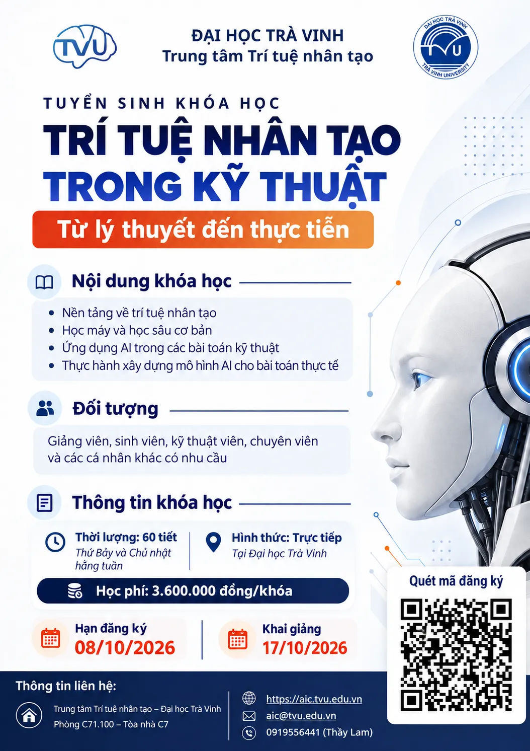 Tuyển sinh khóa tập huấn “Trí tuệ nhân tạo trong kỹ thuật: Từ lý thuyết đến thực tiễn”